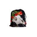 Animal skull with a wreath of wild flower Drawstring Pouches (Small)  View1