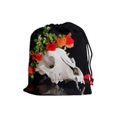 Animal Skull With A Wreath Of Wild Flower Drawstring Pouches (large)  by igorsin