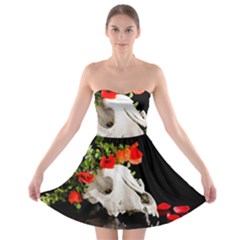 Animal Skull With A Wreath Of Wild Flower Strapless Bra Top Dress by igorsin