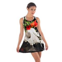 Animal Skull With A Wreath Of Wild Flower Cotton Racerback Dress by igorsin