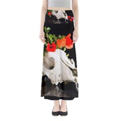 Animal Skull With A Wreath Of Wild Flower Full Length Maxi Skirt