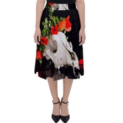 Animal Skull With A Wreath Of Wild Flower Folding Skater Skirt by igorsin