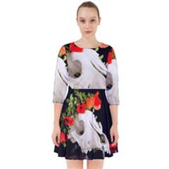 Animal Skull With A Wreath Of Wild Flower Smock Dress