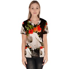 Animal Skull With A Wreath Of Wild Flower Scrub Top by igorsin