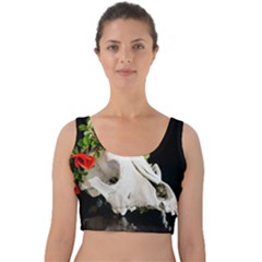 Animal Skull With A Wreath Of Wild Flower Velvet Crop Top by igorsin