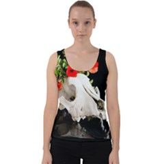 Animal Skull With A Wreath Of Wild Flower Velvet Tank Top by igorsin