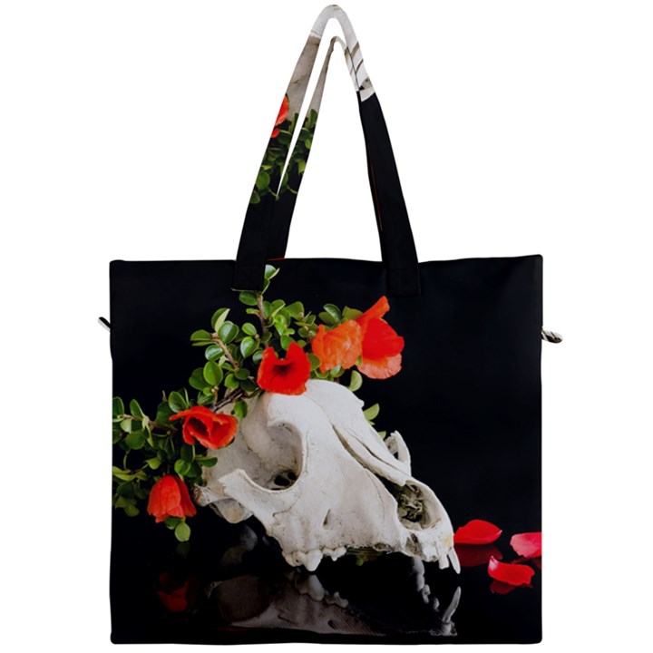 Animal skull with a wreath of wild flower Canvas Travel Bag