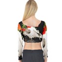 Animal skull with a wreath of wild flower Long Sleeve Crop Top View2