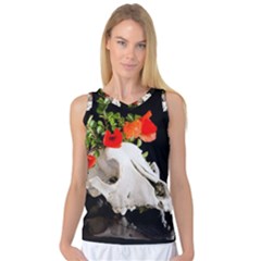 Animal Skull With A Wreath Of Wild Flower Women s Basketball Tank Top by igorsin