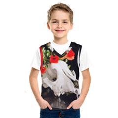 Animal Skull With A Wreath Of Wild Flower Kids  Basketball Tank Top by igorsin