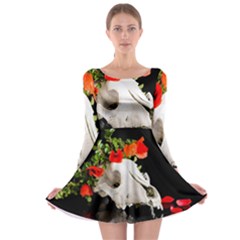 Animal Skull With A Wreath Of Wild Flower Long Sleeve Skater Dress by igorsin