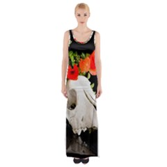 Animal Skull With A Wreath Of Wild Flower Maxi Thigh Split Dress by igorsin