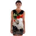 Animal skull with a wreath of wild flower Wrap Front Bodycon Dress View1