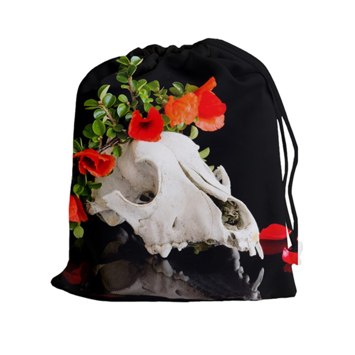 Animal skull with a wreath of wild flower Drawstring Pouch (XXL)