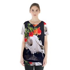 Animal Skull With A Wreath Of Wild Flower Skirt Hem Sports Top by igorsin