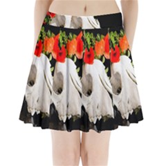 Animal Skull With A Wreath Of Wild Flower Pleated Mini Skirt by igorsin