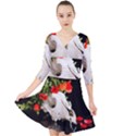 Animal skull with a wreath of wild flower Quarter Sleeve Front Wrap Dress View1