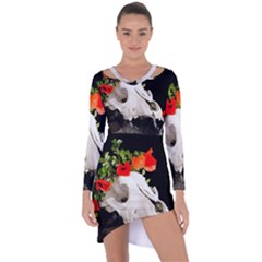 Animal Skull With A Wreath Of Wild Flower Asymmetric Cut-out Shift Dress by igorsin