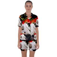 Animal Skull With A Wreath Of Wild Flower Satin Short Sleeve Pyjamas Set by igorsin