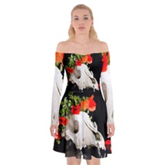 Animal Skull With A Wreath Of Wild Flower Off Shoulder Skater Dress by igorsin