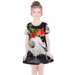 Animal Skull With A Wreath Of Wild Flower Kids  Simple Cotton Dress by igorsin