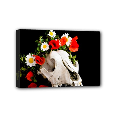 Animal Skull With A Wreath Of Wild Flower Mini Canvas 6  X 4  by igorsin