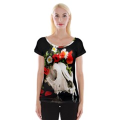 Animal Skull With A Wreath Of Wild Flower Cap Sleeve Tops by igorsin