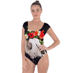 Animal Skull With A Wreath Of Wild Flower Short Sleeve Leotard  by igorsin