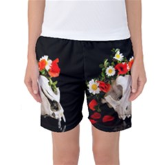 Animal Skull With A Wreath Of Wild Flower Women s Basketball Shorts by igorsin