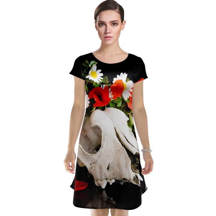 Animal skull with a wreath of wild flower Cap Sleeve Nightdress