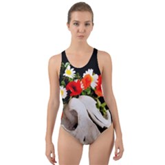 Animal Skull With A Wreath Of Wild Flower Cut-out Back One Piece Swimsuit by igorsin