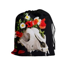 Animal Skull With A Wreath Of Wild Flower Drawstring Pouches (extra Large) by igorsin