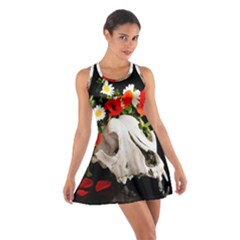 Animal Skull With A Wreath Of Wild Flower Cotton Racerback Dress by igorsin