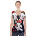 Animal skull with a wreath of wild flower Short Sleeve Front Detail Top View1