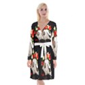 Animal skull with a wreath of wild flower Long Sleeve Velvet Front Wrap Dress View1