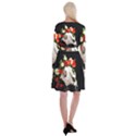 Animal skull with a wreath of wild flower Long Sleeve Velvet Front Wrap Dress View2