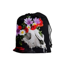 Animal Skull With A Wreath Of Wild Flower Drawstring Pouches (large)  by igorsin