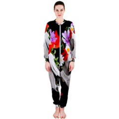 Animal Skull With A Wreath Of Wild Flower Onepiece Jumpsuit (ladies)  by igorsin