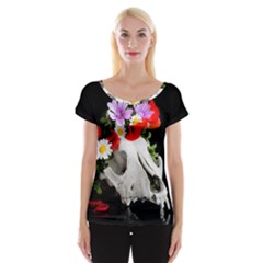 Animal Skull With A Wreath Of Wild Flower Cap Sleeve Tops by igorsin