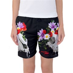 Animal Skull With A Wreath Of Wild Flower Women s Basketball Shorts by igorsin