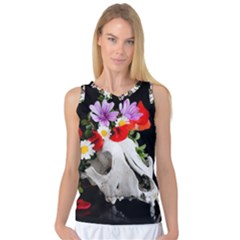 Animal Skull With A Wreath Of Wild Flower Women s Basketball Tank Top by igorsin