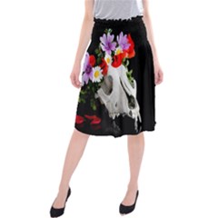 Animal Skull With A Wreath Of Wild Flower Midi Beach Skirt by igorsin