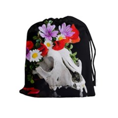 Animal Skull With A Wreath Of Wild Flower Drawstring Pouches (extra Large) by igorsin