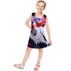 Animal Skull With A Wreath Of Wild Flower Kids  Tunic Dress by igorsin