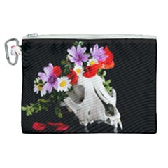 Animal Skull With A Wreath Of Wild Flower Canvas Cosmetic Bag (xl) by igorsin