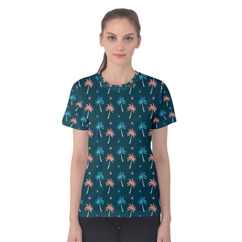 Summer Palms Pattern Women s Cotton Tee by TastefulDesigns