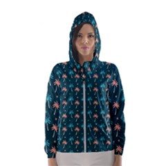 Summer Palms Pattern Hooded Windbreaker (women)