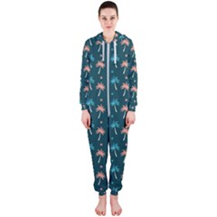 Summer Palms Pattern Hooded Jumpsuit (ladies) 