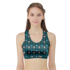 Summer Palms Pattern Sports Bra With Border