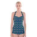 Summer palms pattern Boyleg Halter Swimsuit  View1